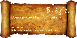 Bosnyakovits Árpád névjegykártya