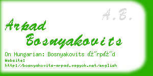arpad bosnyakovits business card